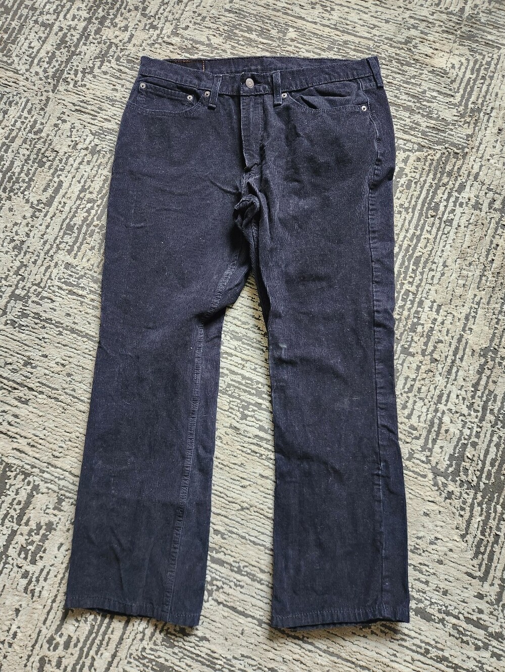 Levi's Navy Corduroy 514 Straight Pants with Leather Patch, Size 36 ×30
